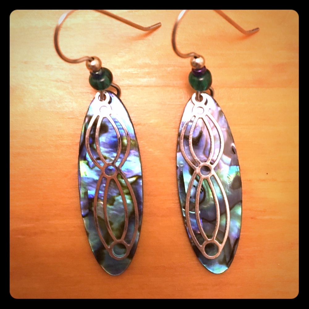 Mother of Pearl and Silver Dangle Earrings